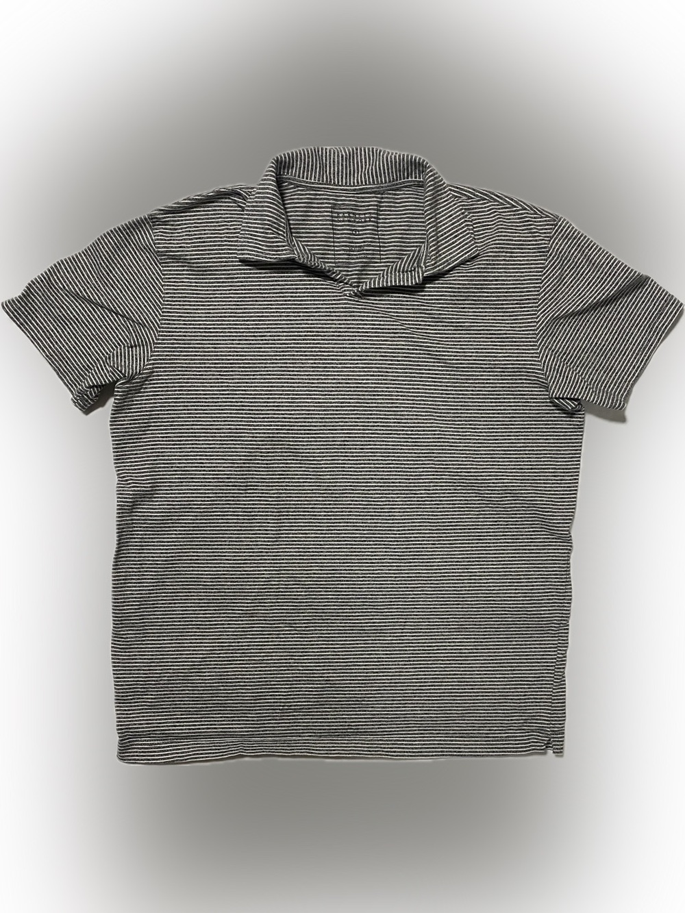 Barneys New York Black and White Stripe Short-Sleeve Polo